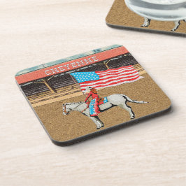 Posavasos Bandera estadounidense de Cheyenne Occidental Rode