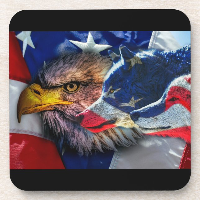 Posavasos Bandera estadounidense del lobo del águila cald (Frente)