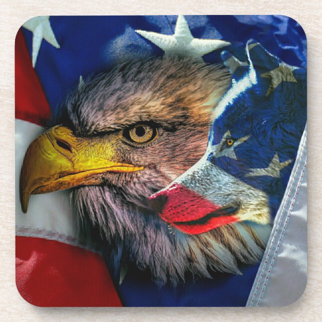 Posavasos Bandera estadounidense del lobo del águila cald (Frente)