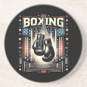 Posavasos Bandera estadounidense en problemas de boxeo - Box