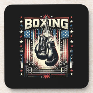 Posavasos Bandera estadounidense en problemas de boxeo - Box