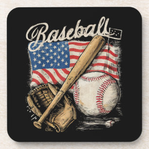Posavasos Bandera Estadounidense Jugador De Béisbol Fan Catc