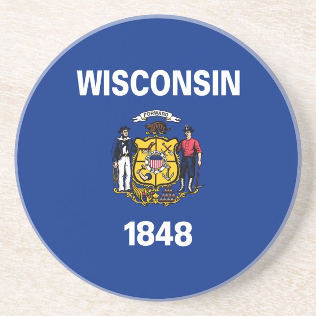Posavasos Bandera estatal de Wisconsin (Frente)