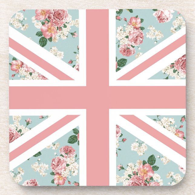 Posavasos Bandera inglesa de Union Jack de los rosas (Frente)