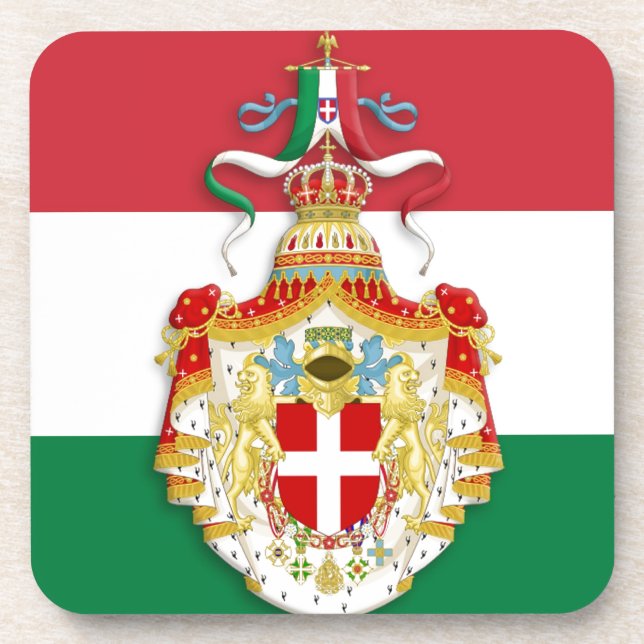 Posavasos Bandera italiana con insignia del Reino de Italia (Frente)