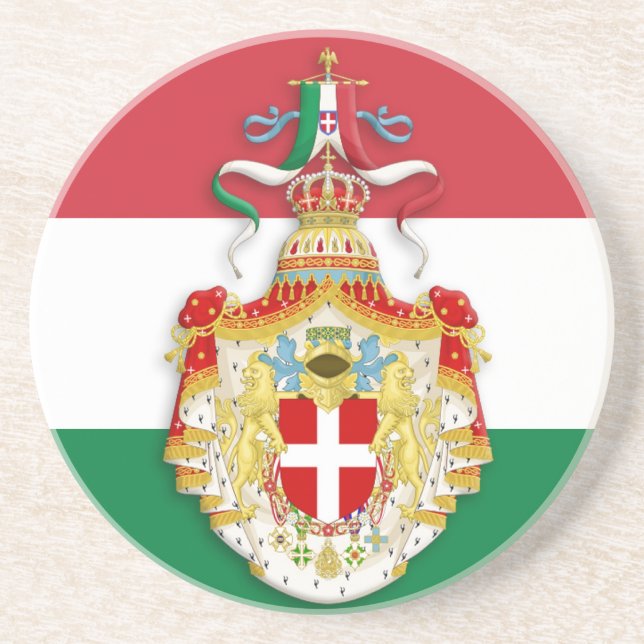 Posavasos Bandera italiana con insignia del Reino de Italia (Frente)