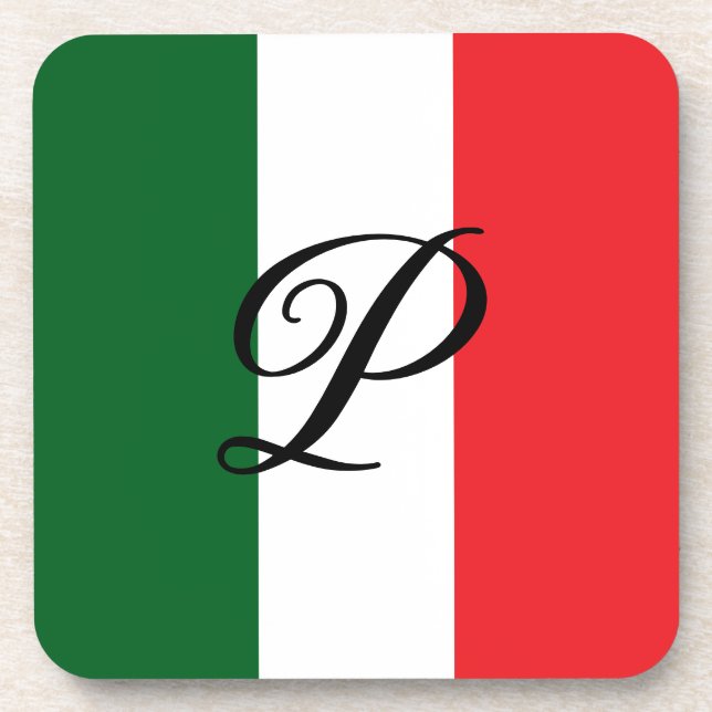 Posavasos Bandera italiana con monograma (Frente)