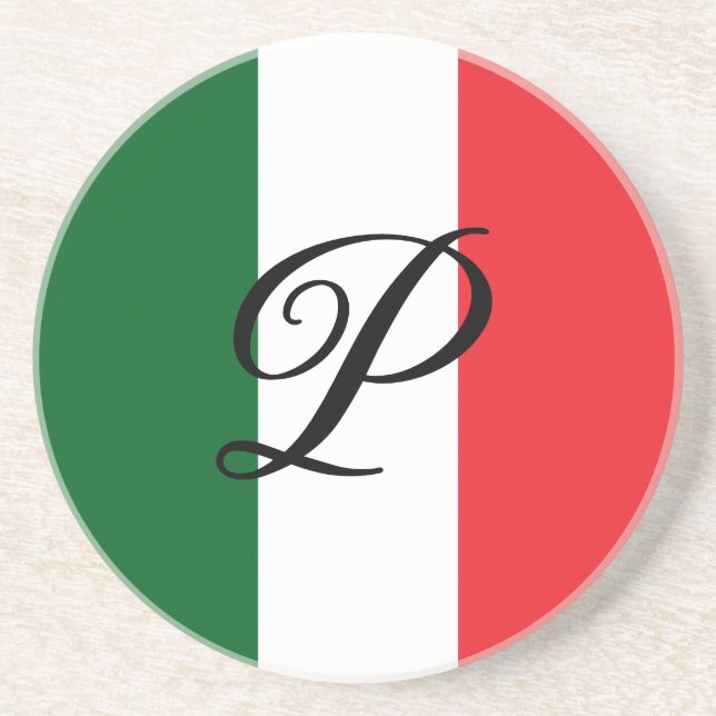 Posavasos Bandera italiana con monograma (Frente)