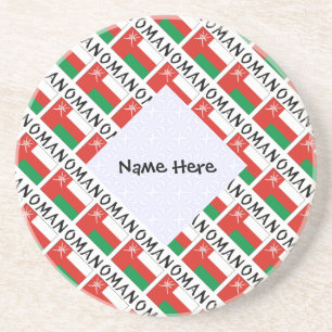 Posavasos Bandera omaní personalizada en negro con mosaico
