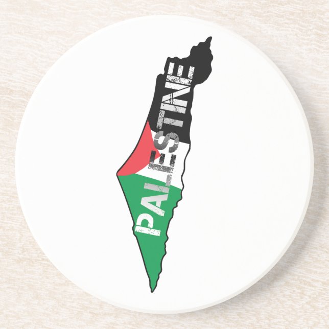 Posavasos Bandera Palestina Libre en el mapa de Palestina (Frente)