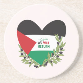 Posavasos Bandera palestina y ramas de olivo