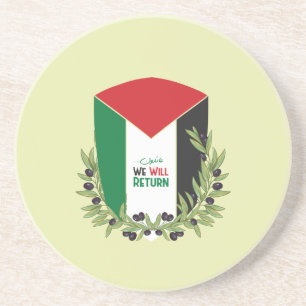 Posavasos Bandera palestina y ramas de olivo