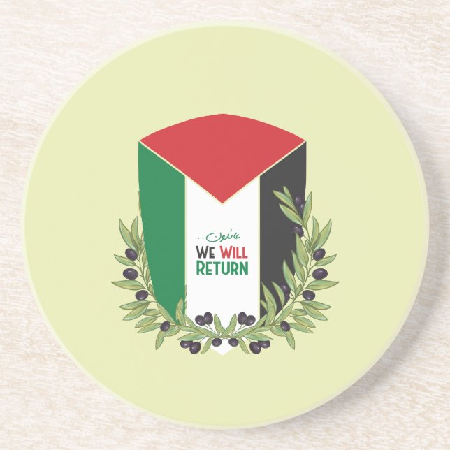 Posavasos Bandera palestina y ramas de olivo (Frente)