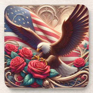 Posavasos Bandera Patriótica Americana y Águila