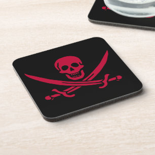 Posavasos Bandera pirata de Calico Jack Crimson Skull & Swor
