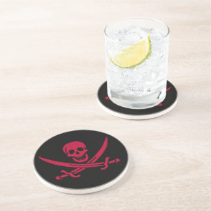 Posavasos Bandera pirata de Crimson Skull & Swords Jack en C