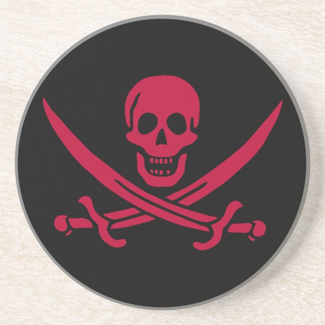 Posavasos Bandera pirata de Crimson Skull & Swords Jack en C (Frente)