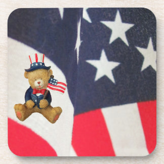 Posavasos Bandera que agita el oso de peluche de los