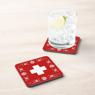 Posavasos Bandera y edelweiss de Suiza
