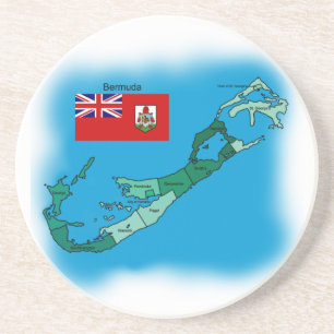 Posavasos Bandera y mapa de Bermudas