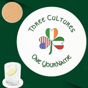 Posavasos Banderas irlandesas italianas americanas Trébol Bl