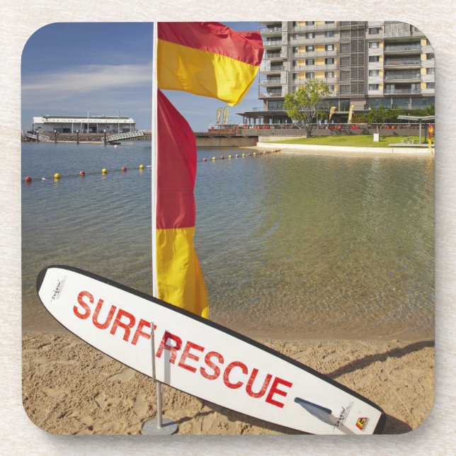 Posavasos Banderas y tabla de rescate de surf (Frente)