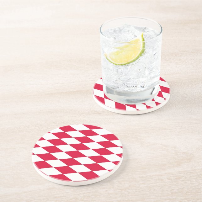 Posavasos Banderín de diamante de Baviera rojo y blanco (Lado)