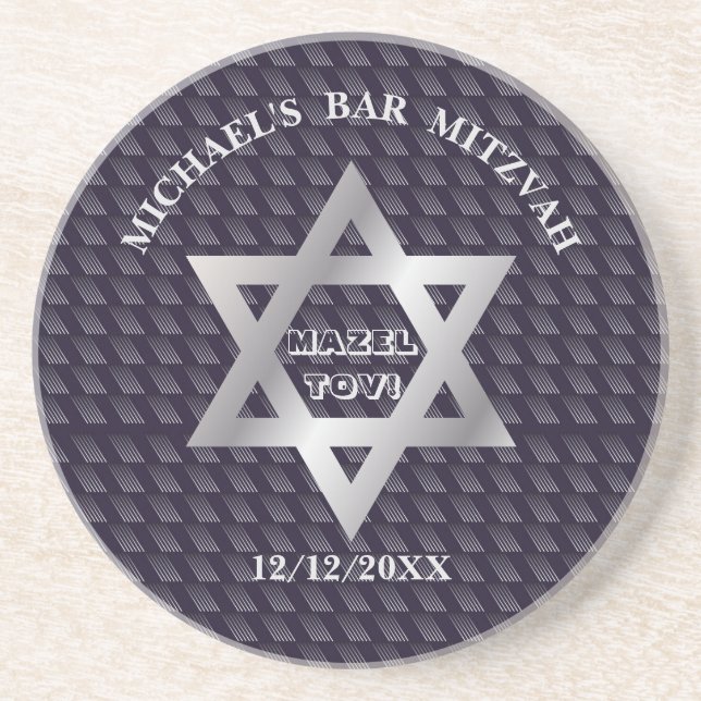 Posavasos Bar Mitzvah Cumpleaños Patrón moderno (Frente)