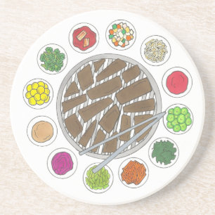 Posavasos Barbacoa de barbacoa coreana asada comida banchan 