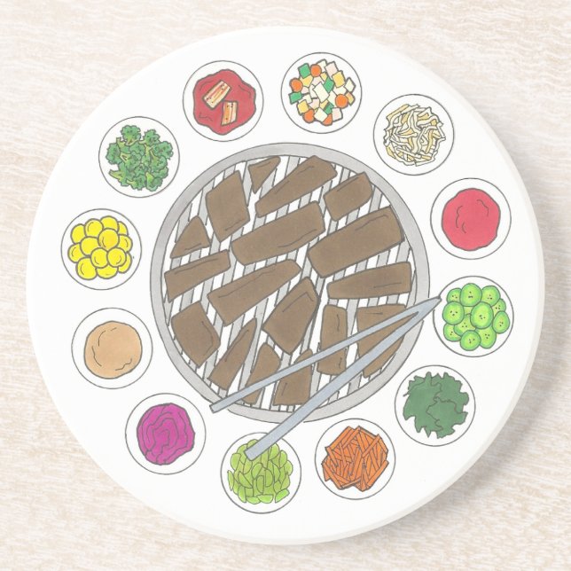 Posavasos Barbacoa de barbacoa coreana asada comida banchan  (Frente)