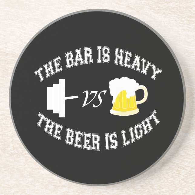 Posavasos Barbell frente a cerveza (Frente)