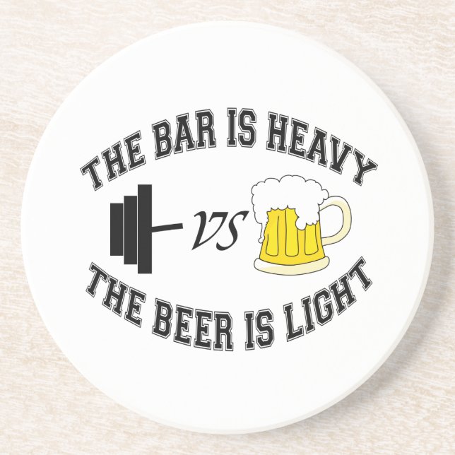 Posavasos Barbell frente a cerveza (Frente)
