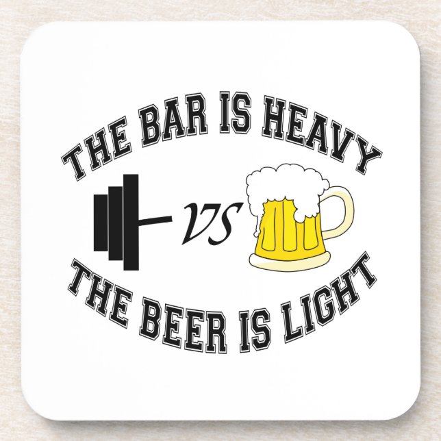 Posavasos Barbell frente a cerveza (Frente)