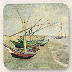Posavasos Barcas de Pesca en la Playa por Vincent van Gogh