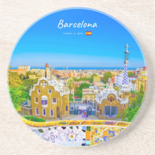 Posavasos Barcelona, España - Parque Güell Mosaico Gaudí