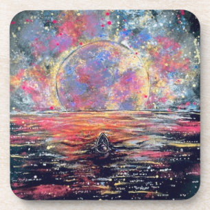 Posavasos Barco a la luna llena de color - Montaña de plásti
