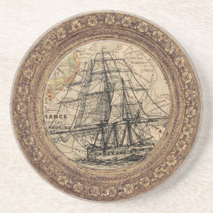 Posavasos Barco Antiguo y Mapa