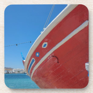 Posavasos Barco de pesca en el puerto de Mykonos en Cíclada