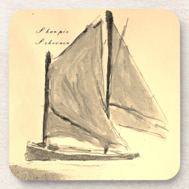 Posavasos Barco de vela de Sharpie Schooner - Montaña dura d (Frente)