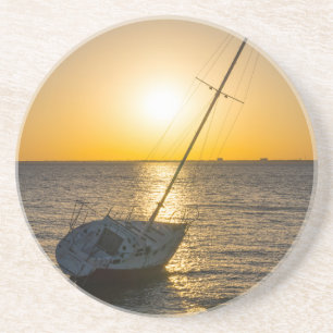 Posavasos Barco de vela Sunset Shipwrech Golfo Breeze FL Coa