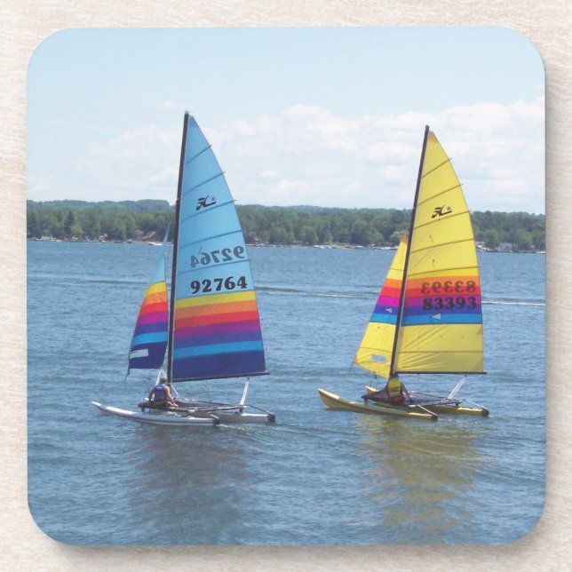 Posavasos Barcos de vela en el lago Plateado (Frente)