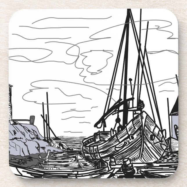 Posavasos barcos en el mar (Frente)