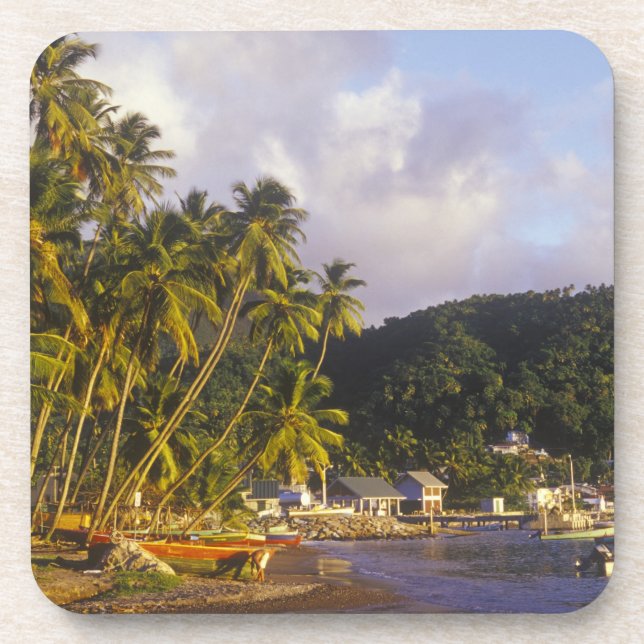 Posavasos Barcos pesqueros, Soufriere, Santa Lucía, Caribe (Frente)