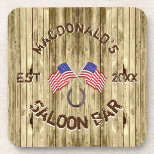 Posavasos Barra con tema de vaquero de bandera americana rús