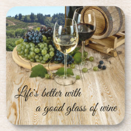 Posavasos Barril de madera y uvas