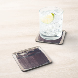 Posavasos Barril Glamour Rústico con Efecto de Goteo Dorado