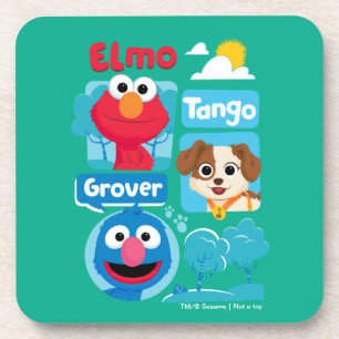 Posavasos Barrio Sésamo Gráfico Elmo, Tango y Grover Park
