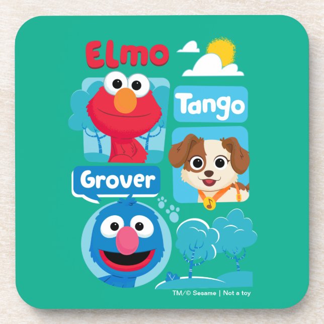Posavasos Barrio Sésamo | Gráfico Elmo, Tango y Grover Park (Frente)