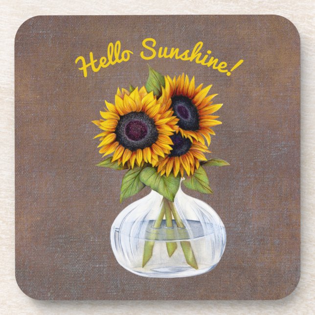 Posavasos Base de tres hermosos girasoles en marrón (Frente)