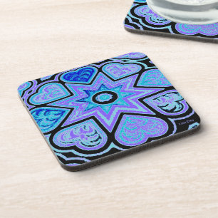 Posavasos Bases de corazones y estrellas azul eléctrico